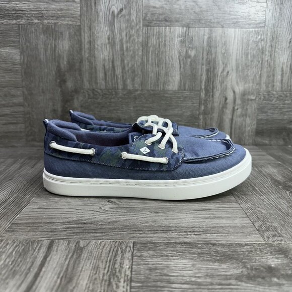 Sperry Sea Ketch Kids size 2 Blue Canvas Shoes - Picture 1 of 8
